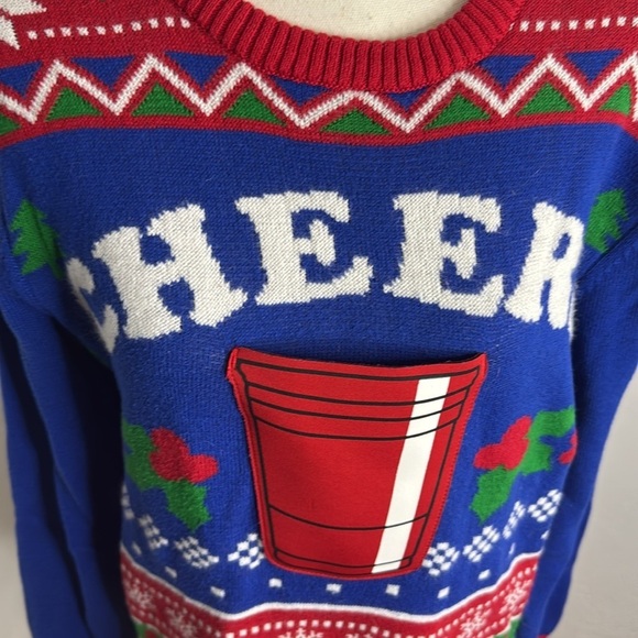 Hybrid Holiday Sweater Cheers Ugly Christmas Sweater Cup Holder Size M - Picture 3 of 8